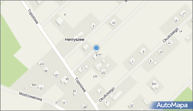 Henryszew, Jaśminowa, 4, mapa Henryszew