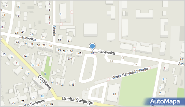 Inowrocław, Jacewska, 64, mapa Inowrocławia