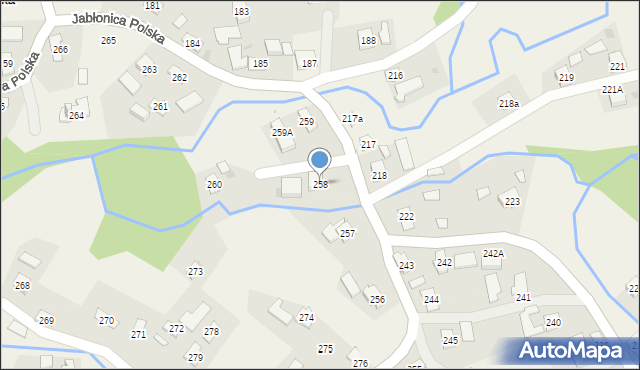 Jabłonica Polska, Jabłonica Polska, 258, mapa Jabłonica Polska