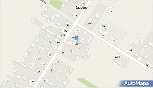 Jagodne, Jagodne, 105, mapa Jagodne