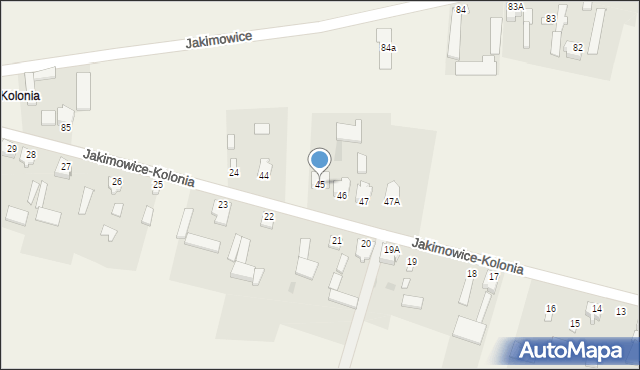 Jakimowice-Kolonia, Jakimowice-Kolonia, 45, mapa Jakimowice-Kolonia