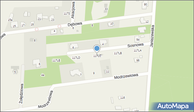 Janiszew, Janiszew, 117LC, mapa Janiszew