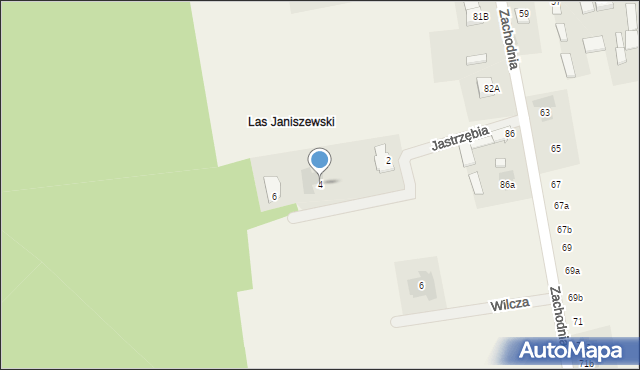 Janiszew, Jastrzębia, 4, mapa Janiszew