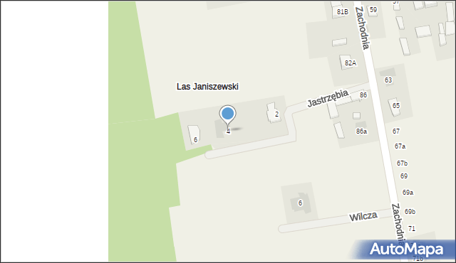 Janiszew, Jastrzębia, 4, mapa Janiszew