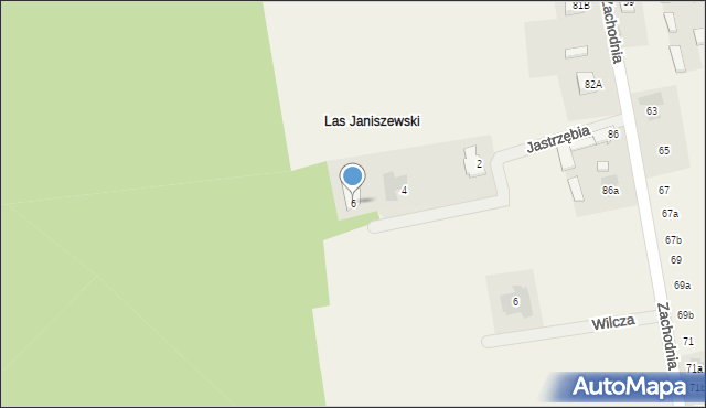 Janiszew, Jastrzębia, 6, mapa Janiszew