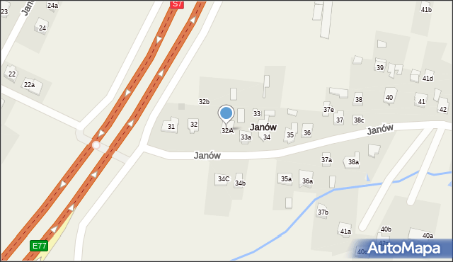 Janów, Janów, 32A, mapa Janów