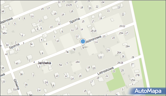 Janówka, Jaśminowa, 9, mapa Janówka