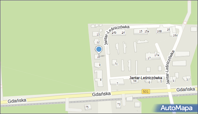 Jantar-Leśniczówka, Jantar-Leśniczówka, 10, mapa Jantar-Leśniczówka