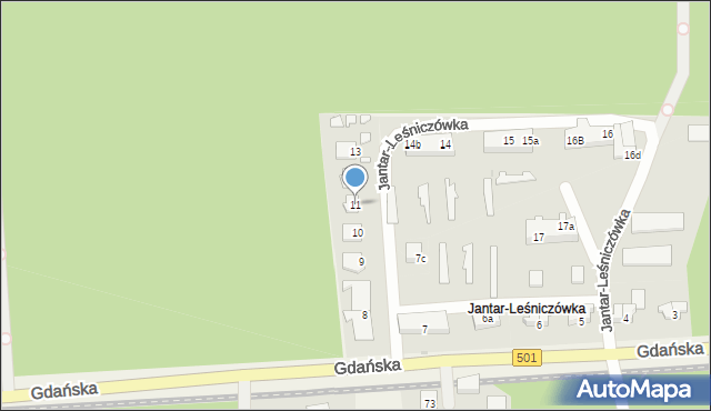 Jantar-Leśniczówka, Jantar-Leśniczówka, 11, mapa Jantar-Leśniczówka