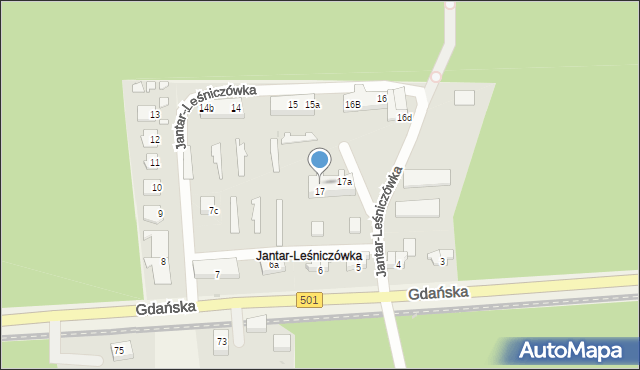 Jantar-Leśniczówka, Jantar-Leśniczówka, 17b, mapa Jantar-Leśniczówka