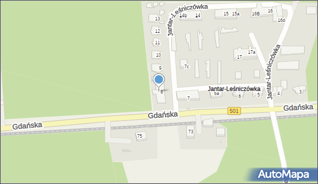 Jantar-Leśniczówka, Jantar-Leśniczówka, 8B, mapa Jantar-Leśniczówka