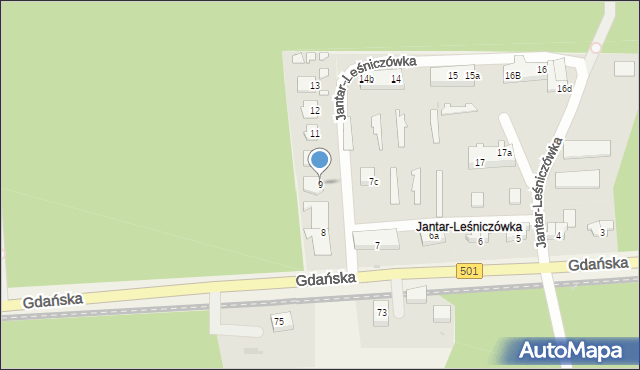 Jantar-Leśniczówka, Jantar-Leśniczówka, 9, mapa Jantar-Leśniczówka