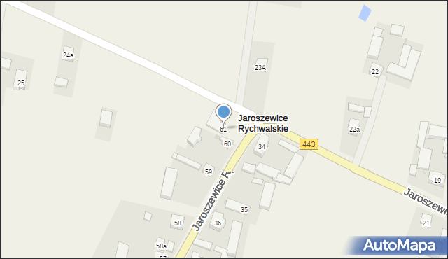 Jaroszewice Rychwalskie, Jaroszewice Rychwalskie, 61, mapa Jaroszewice Rychwalskie