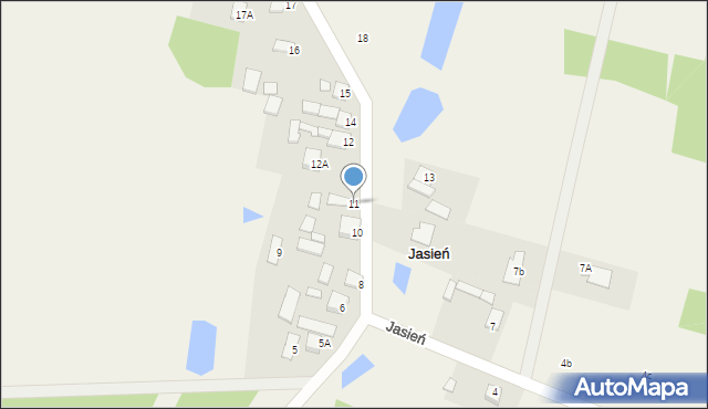 Jasień, Jasień, 11, mapa Jasień