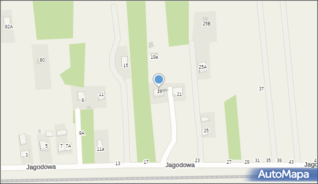 Jasień, Jagodowa, 19, mapa Jasień