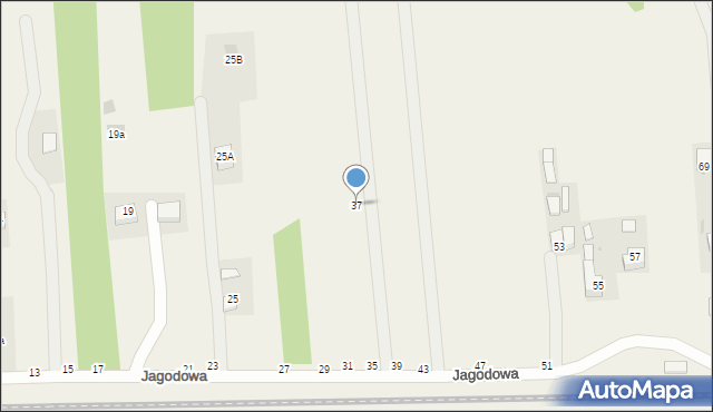 Jasień, Jagodowa, 37, mapa Jasień