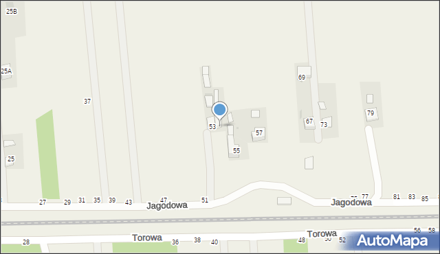 Jasień, Jagodowa, 53A, mapa Jasień