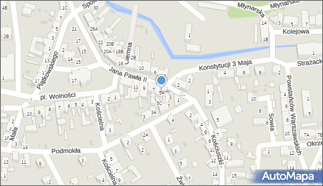 Jasień, Jana Pawła II, 5A, mapa Jasień