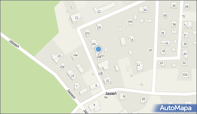 Jasień, Jasień, 10a, mapa Jasień