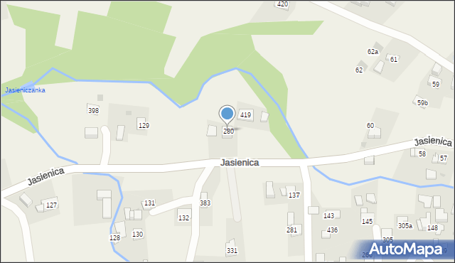 Jasienica, Jasienica, 280, mapa Jasienica