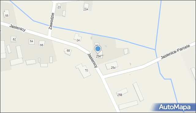 Jasienica-Parcele, Jasienica-Parcele, 25A, mapa Jasienica-Parcele