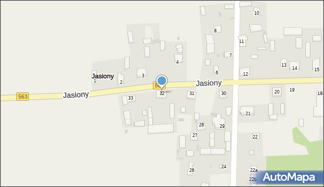 Jasiony, Jasiony, 32, mapa Jasiony