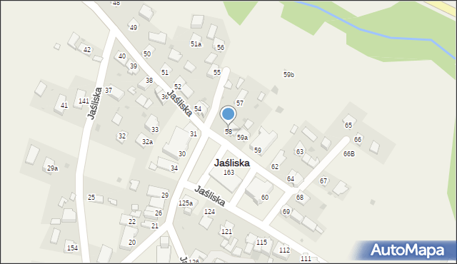 Jaśliska, Jaśliska, 58, mapa Jaśliska