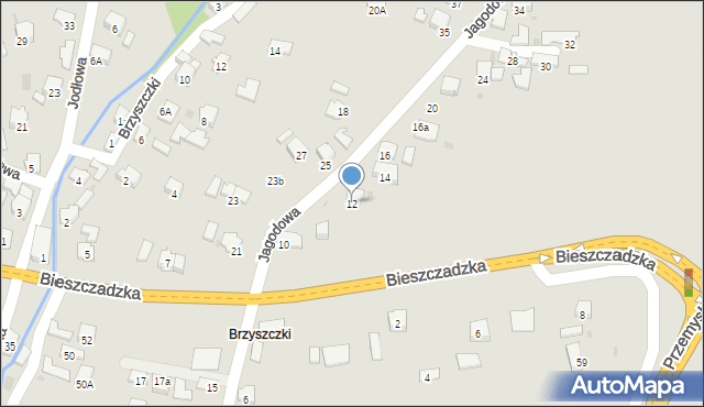 Jasło, Jagodowa, 12, mapa Jasła