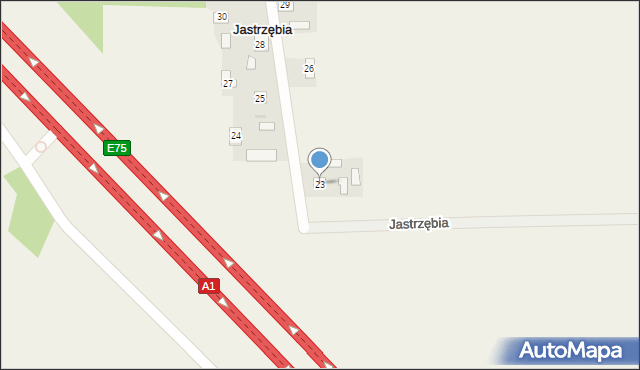 Jastrzębia, Jastrzębia, 23, mapa Jastrzębia