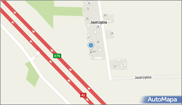 Jastrzębia, Jastrzębia, 24, mapa Jastrzębia