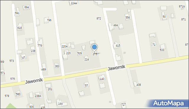 Jawornik, Jawornik, 275, mapa Jawornik