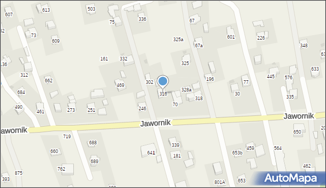 Jawornik, Jawornik, 316, mapa Jawornik