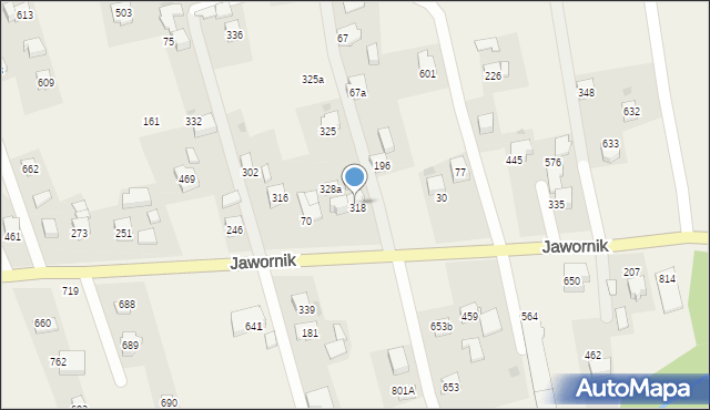 Jawornik, Jawornik, 317, mapa Jawornik