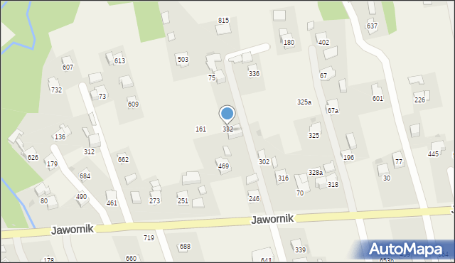 Jawornik, Jawornik, 332, mapa Jawornik