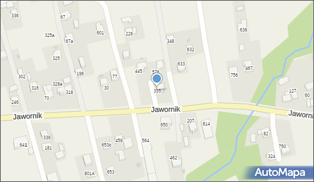 Jawornik, Jawornik, 335, mapa Jawornik