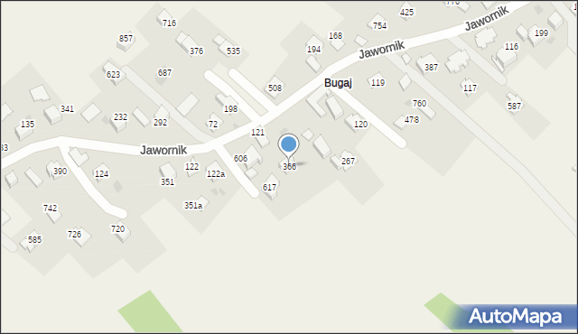 Jawornik, Jawornik, 366, mapa Jawornik