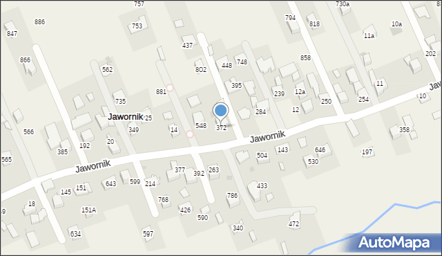 Jawornik, Jawornik, 372, mapa Jawornik