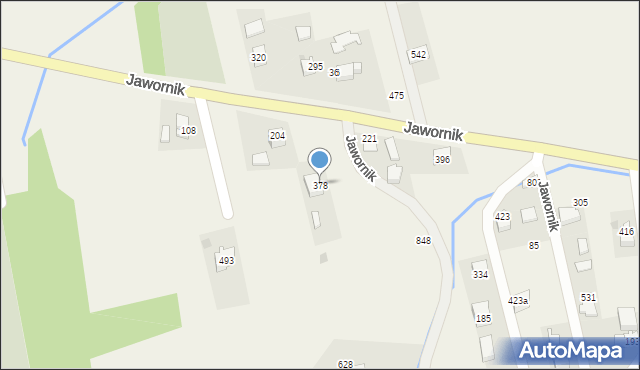 Jawornik, Jawornik, 378, mapa Jawornik