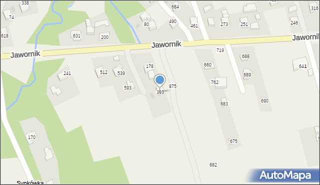 Jawornik, Jawornik, 393, mapa Jawornik