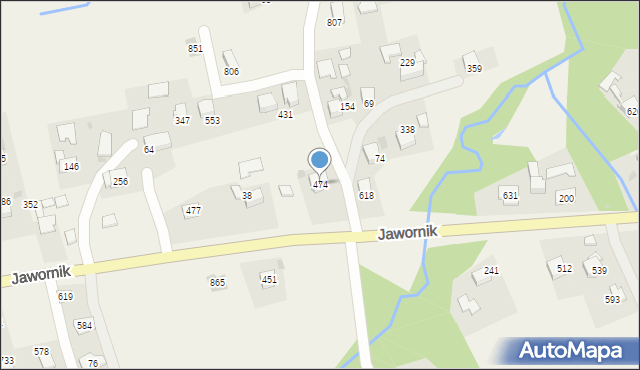 Jawornik, Jawornik, 474, mapa Jawornik