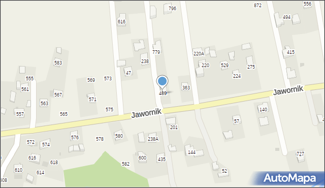 Jawornik, Jawornik, 489, mapa Jawornik