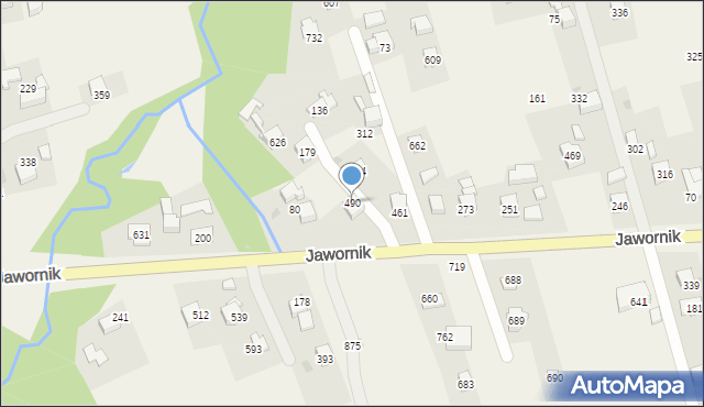 Jawornik, Jawornik, 490, mapa Jawornik