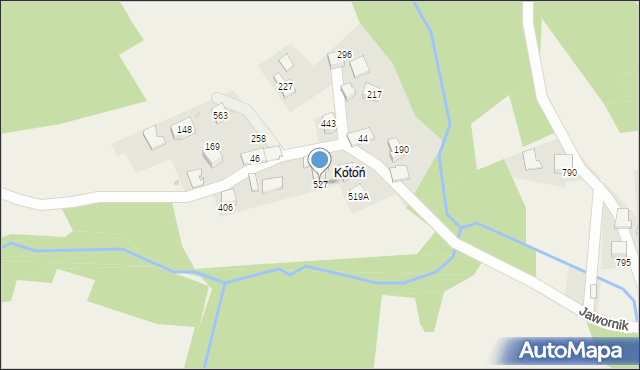 Jawornik, Jawornik, 527, mapa Jawornik