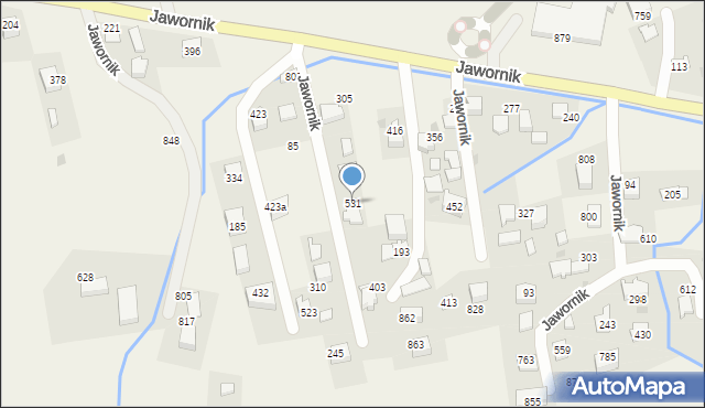 Jawornik, Jawornik, 531, mapa Jawornik