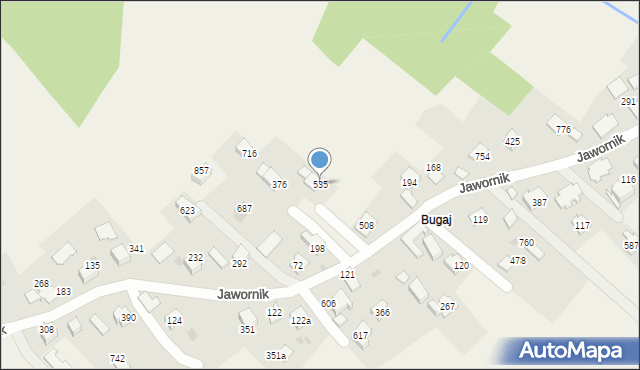 Jawornik, Jawornik, 535, mapa Jawornik