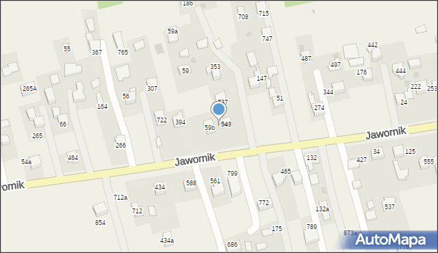 Jawornik, Jawornik, 543, mapa Jawornik