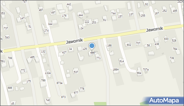 Jawornik, Jawornik, 555, mapa Jawornik