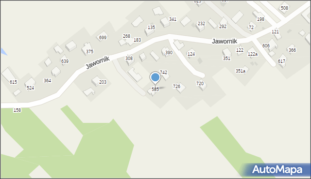 Jawornik, Jawornik, 585, mapa Jawornik