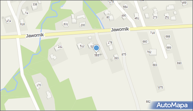 Jawornik, Jawornik, 593, mapa Jawornik