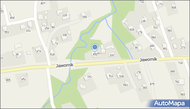 Jawornik, Jawornik, 631, mapa Jawornik